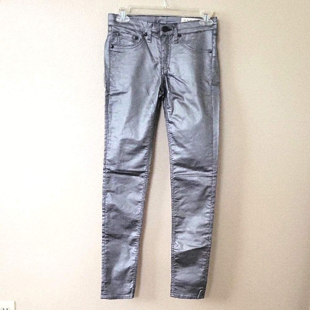 Rag & Bone Pewter Metallic Skinny Jean Leggings - Size 25